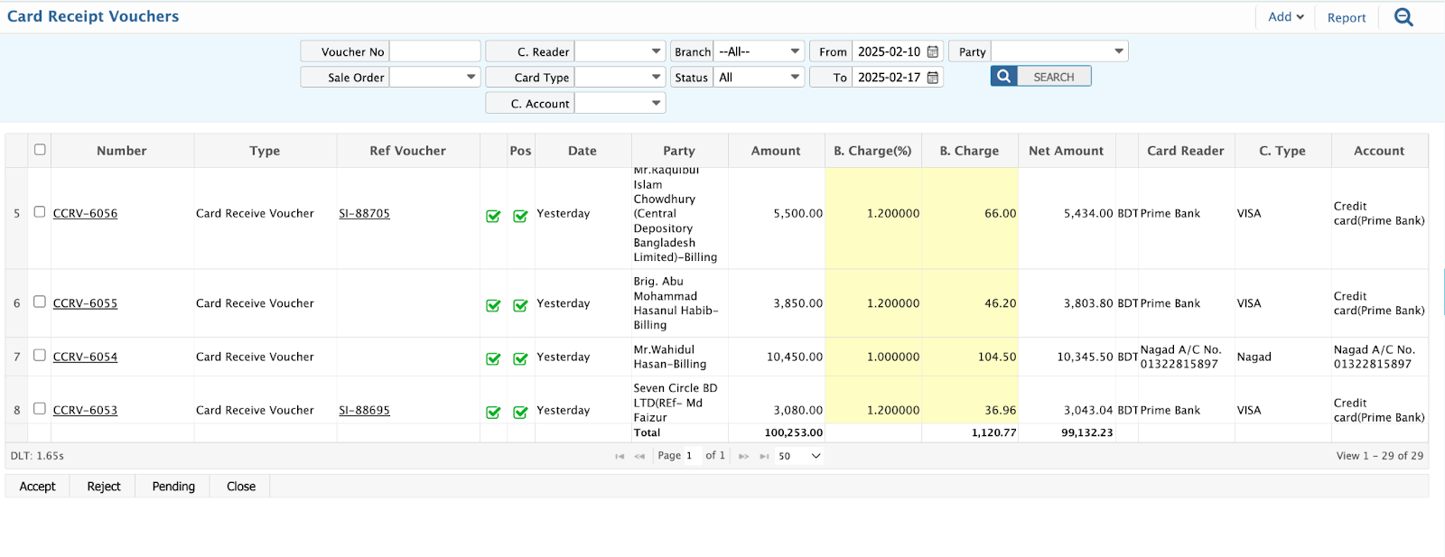 Card Receipt Voucher